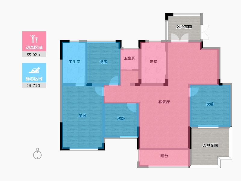 湖南省-长沙市-长房·宁洲府-127.46-户型库-动静分区