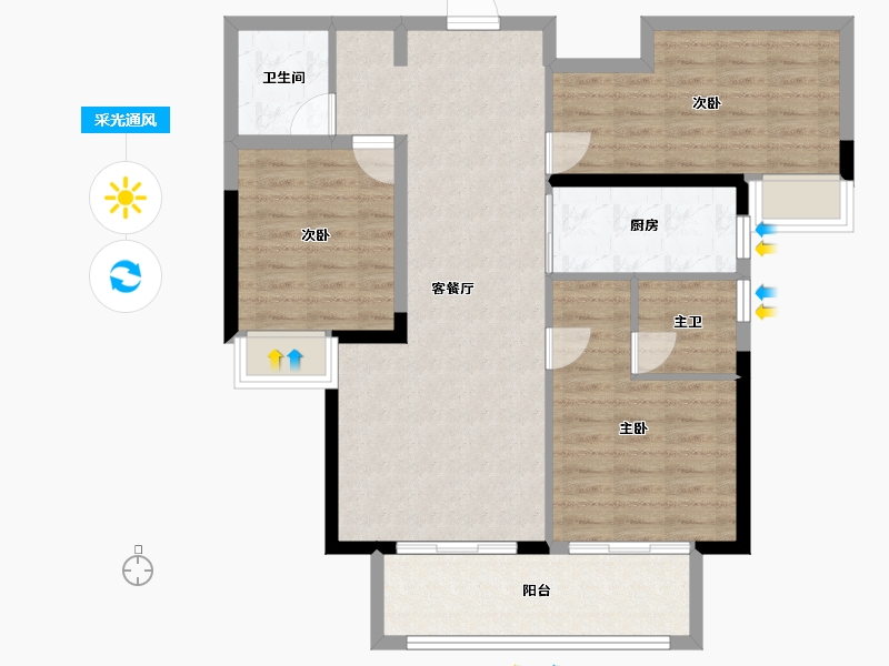 江苏省-徐州市-弘元峯境-92.00-户型库-采光通风