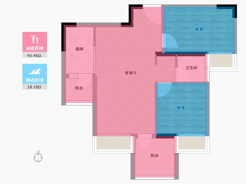 重庆-重庆市-北新御龙湾-51.95-户型库-动静分区