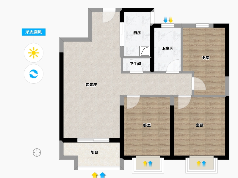 浙江省-宁波市-中昂·祥云府-77.00-户型库-采光通风