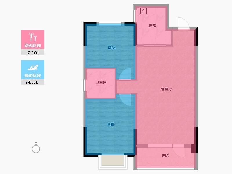 黑龙江省-哈尔滨市-碧桂园·欧洲城拉菲小镇-64.21-户型库-动静分区