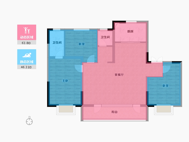 黑龙江省-哈尔滨市-碧桂园·欧洲城拉菲小镇-98.86-户型库-动静分区