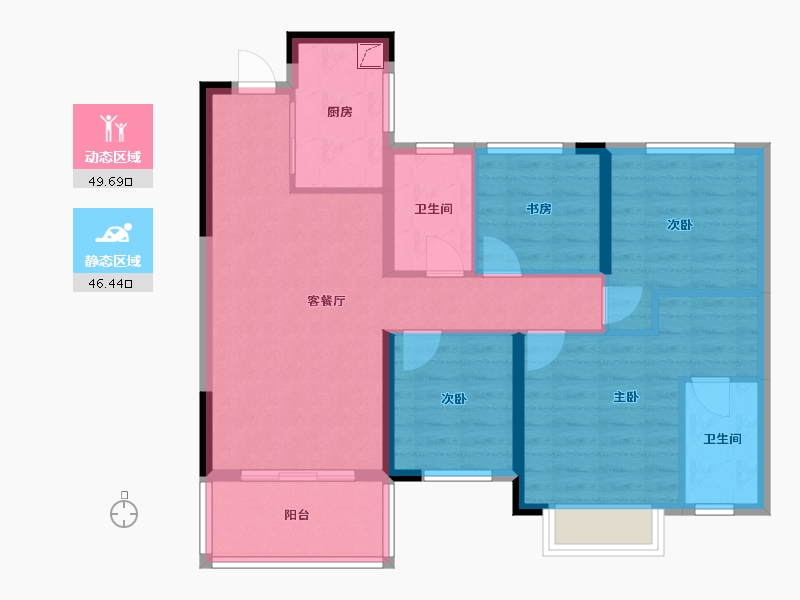 湖南省-长沙市-保利恒伟时光印象-98.00-户型库-动静分区