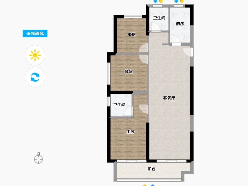 浙江省-宁波市-中昂·祥云府-86.01-户型库-采光通风