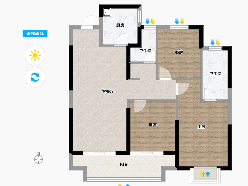 浙江省-宁波市-中昂·祥云府-87.00-户型库-采光通风