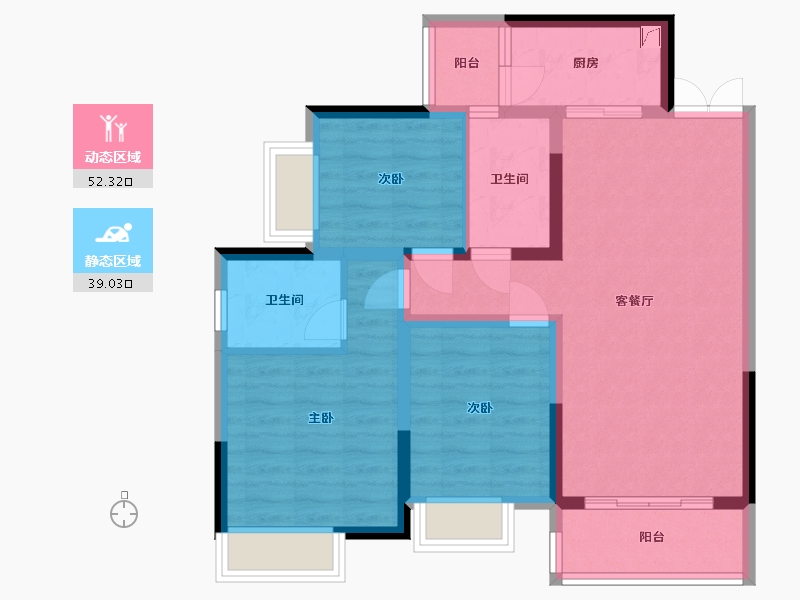 四川省-成都市-滨湖东岸花园-86.00-户型库-动静分区