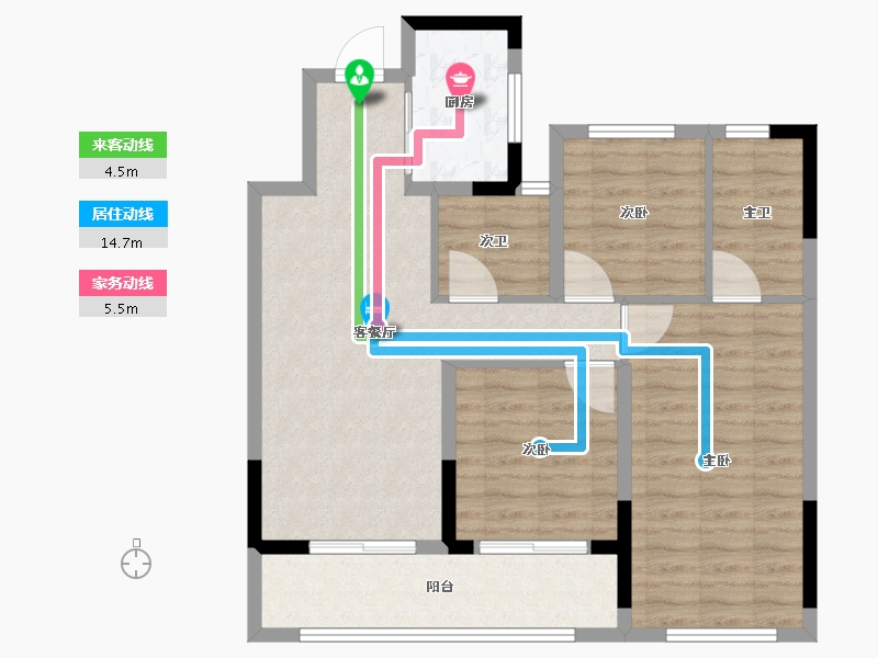 浙江省-绍兴市-武汉城建融创滨湖湾-85.87-户型库-动静线