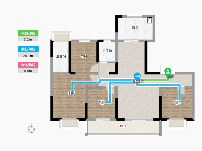 江苏省-苏州市-中南春风南岸花园-106.01-户型库-动静线