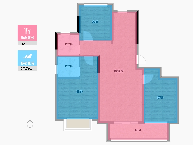 浙江省-金华市-广嘉上城苑-71.20-户型库-动静分区