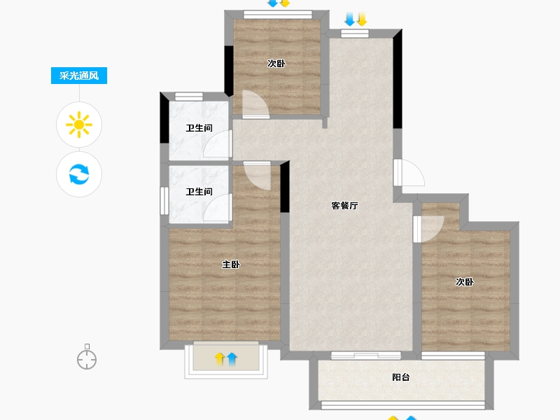 浙江省-金华市-广嘉上城苑-71.20-户型库-采光通风