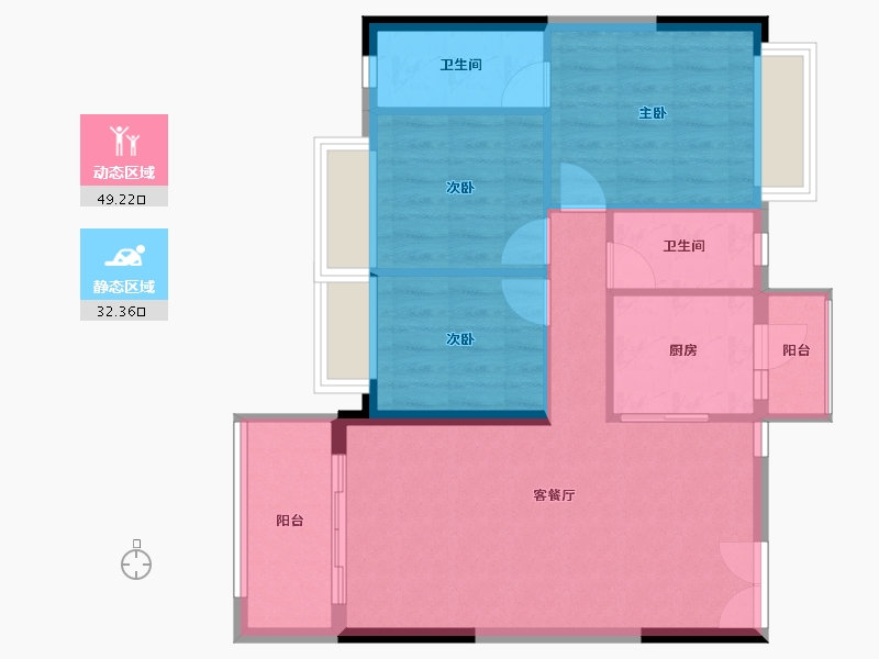 广东省-惠州市-丽日湖逸家园二期-73.92-户型库-动静分区