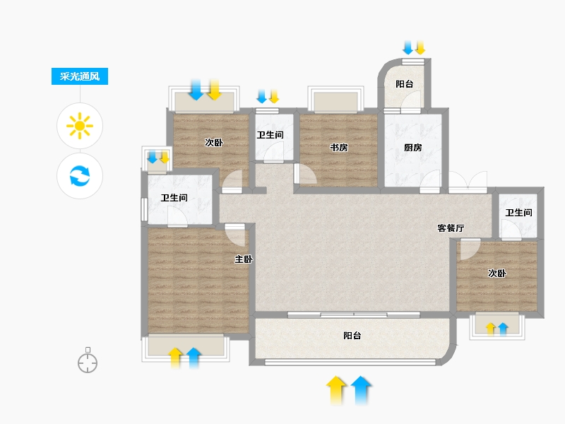 重庆-重庆市-中粮天悦壹号-114.58-户型库-采光通风