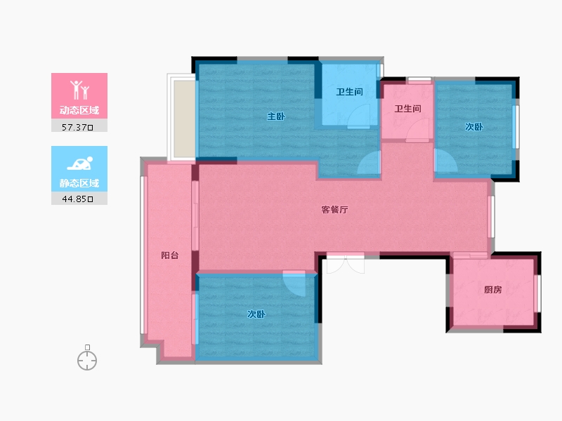 浙江省-台州市-飞龙湖畔8号小区-107.00-户型库-动静分区