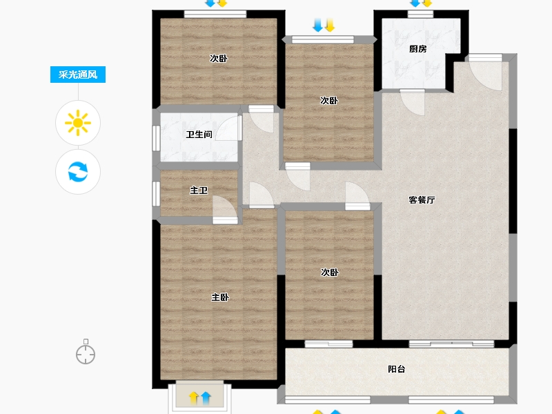 江苏省-徐州市-汉华府-116.00-户型库-采光通风