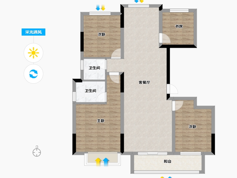 浙江省-金华市-广嘉上城苑-96.80-户型库-采光通风