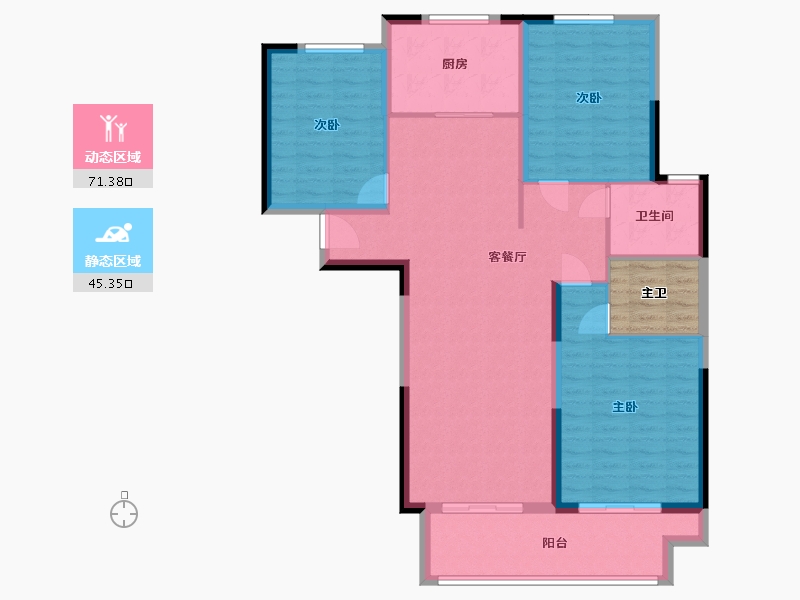 江苏省-徐州市-弘元峯境-110.40-户型库-动静分区