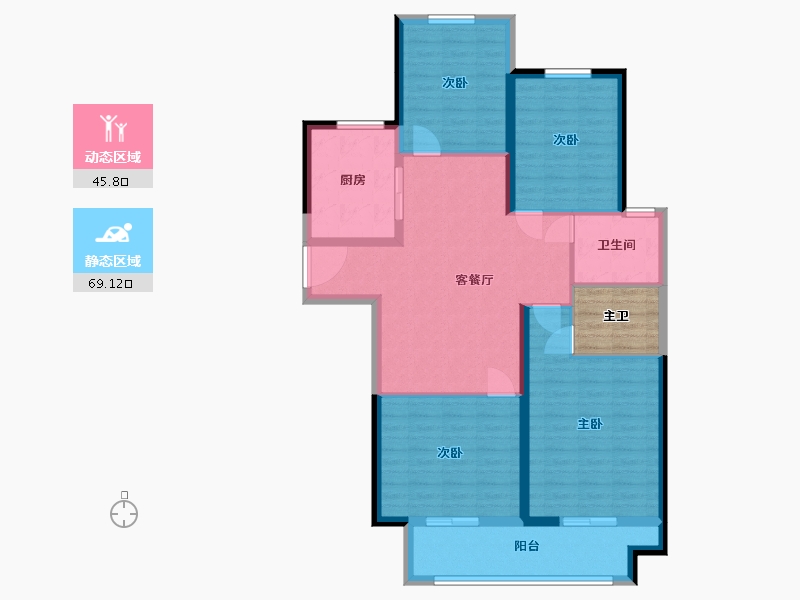 江苏省-徐州市-弘元峯境-108.00-户型库-动静分区