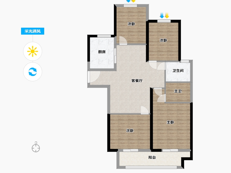 江苏省-徐州市-弘元峯境-108.00-户型库-采光通风