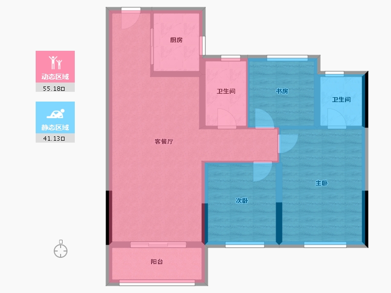 浙江省-绍兴市-华都杭宸府-86.39-户型库-动静分区