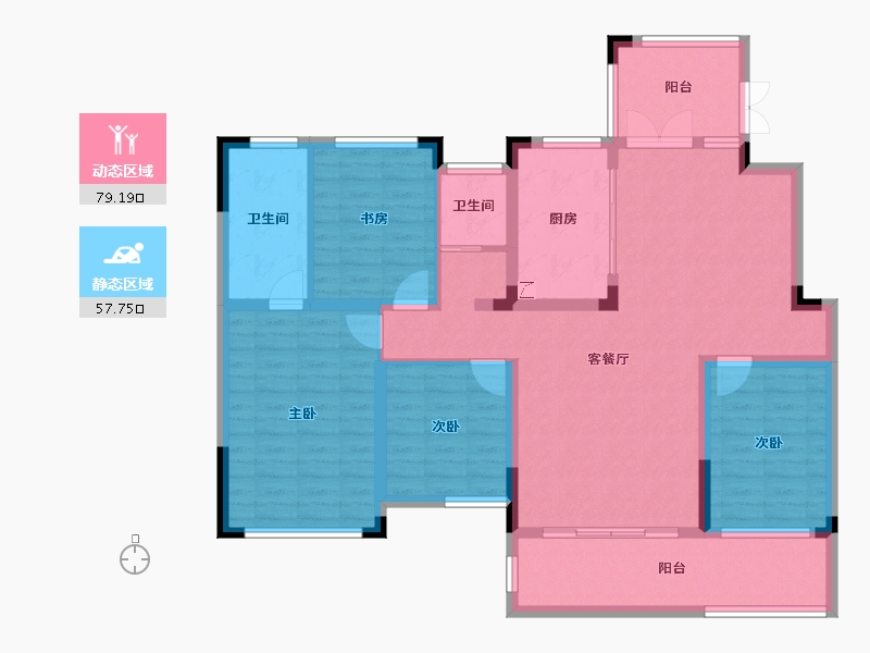 湖南省-长沙市-长房·宁洲府-122.61-户型库-动静分区