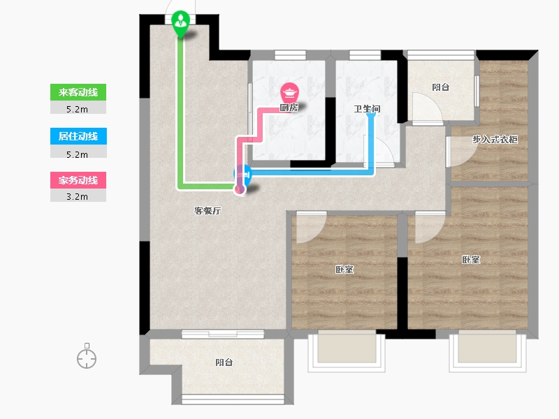 江苏省-苏州市-信创上坤望湖四季-68.01-户型库-动静线