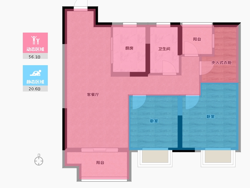 江苏省-苏州市-信创上坤望湖四季-68.01-户型库-动静分区