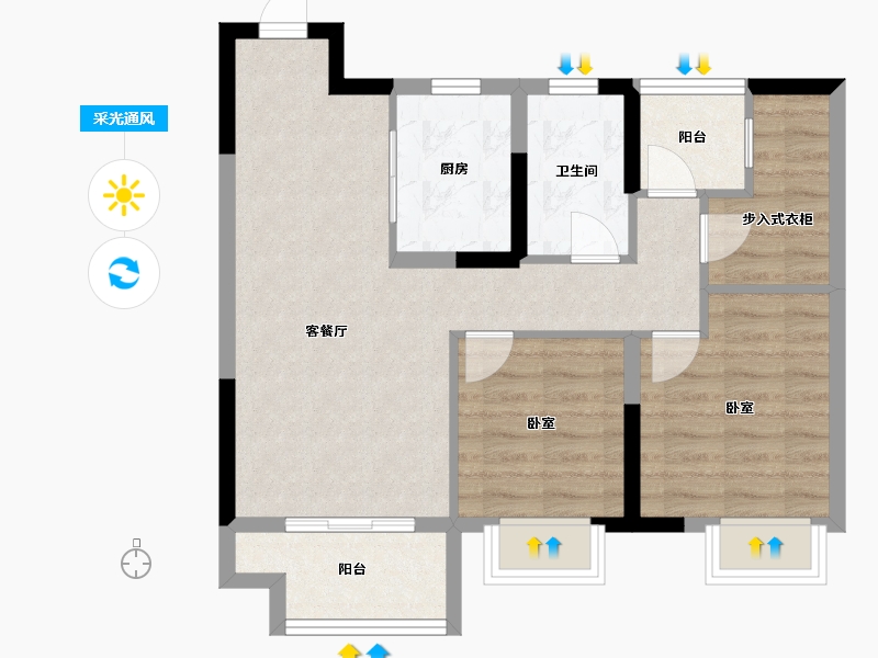 江苏省-苏州市-信创上坤望湖四季-68.01-户型库-采光通风