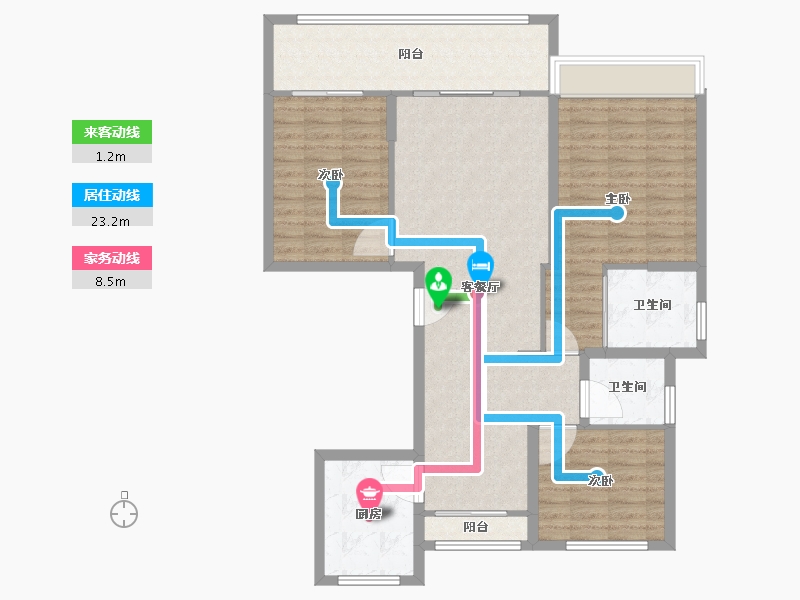 浙江省-台州市-飞龙湖畔8号小区-107.00-户型库-动静线