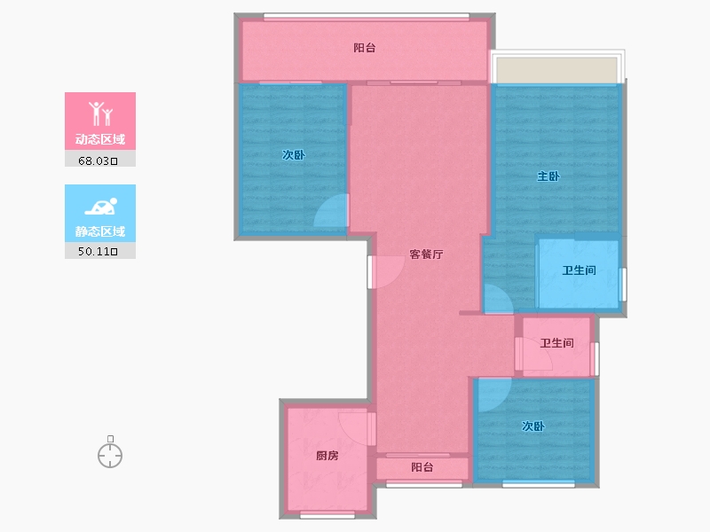 浙江省-台州市-飞龙湖畔8号小区-107.00-户型库-动静分区