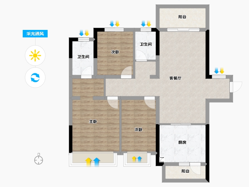 四川省-成都市-德商天骄城学府-90.92-户型库-采光通风