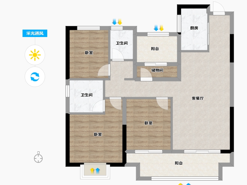 江苏省-苏州市-信创上坤望湖四季-94.01-户型库-采光通风