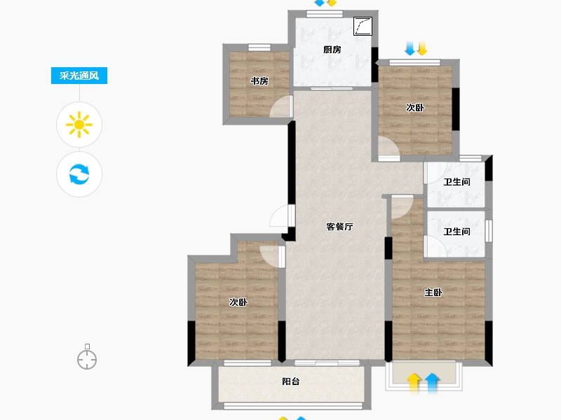 浙江省-金华市-广嘉上城苑-90.40-户型库-采光通风