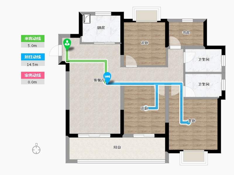 江苏省-苏州市-中南春风南岸花园-93.64-户型库-动静线