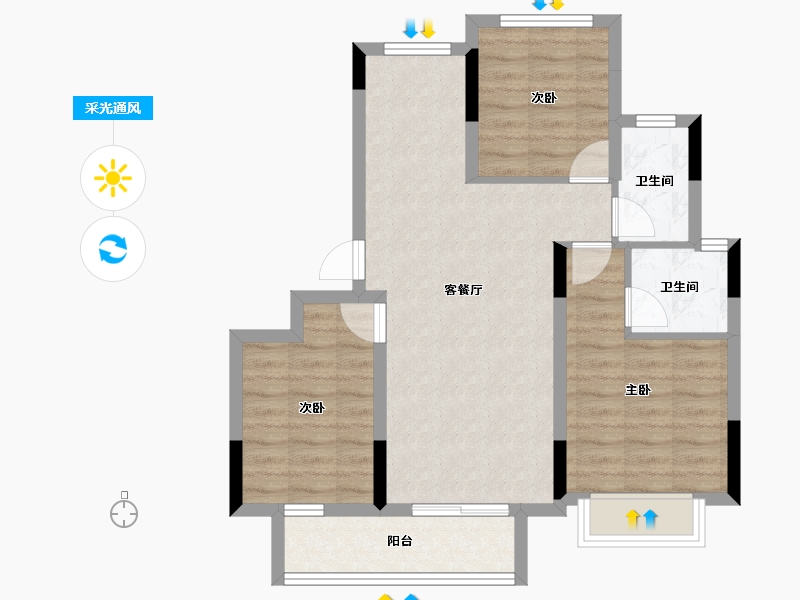 浙江省-金华市-广嘉上城苑-71.40-户型库-采光通风