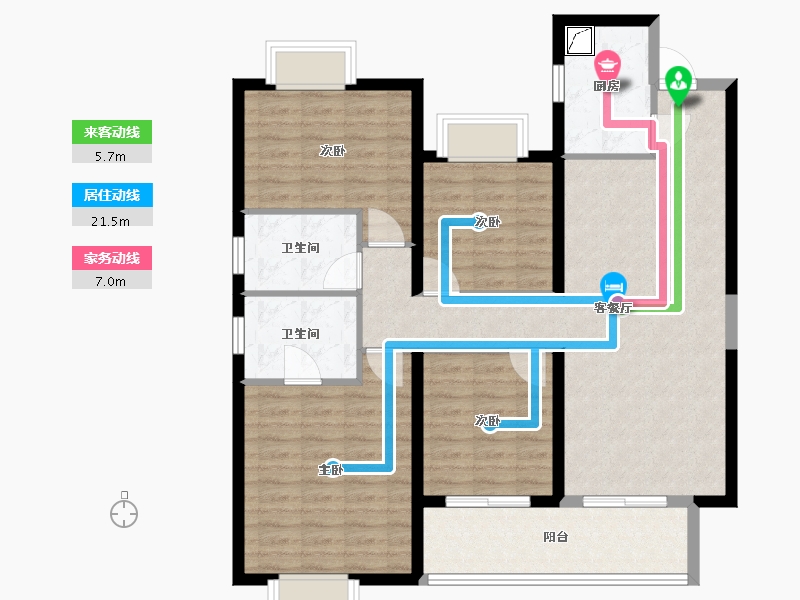 江苏省-宿迁市-红星天铂-105.80-户型库-动静线