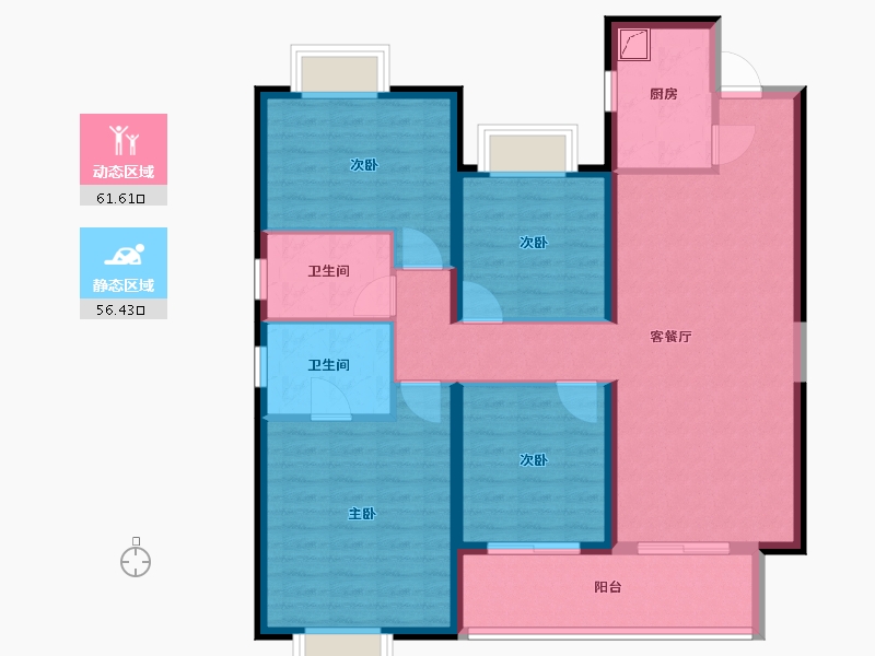 江苏省-宿迁市-红星天铂-105.80-户型库-动静分区