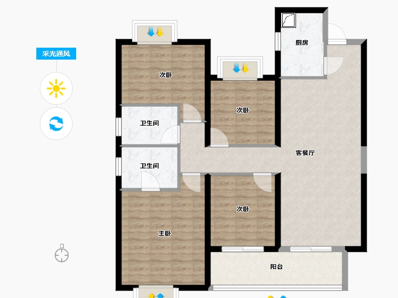 江苏省-宿迁市-红星天铂-105.80-户型库-采光通风