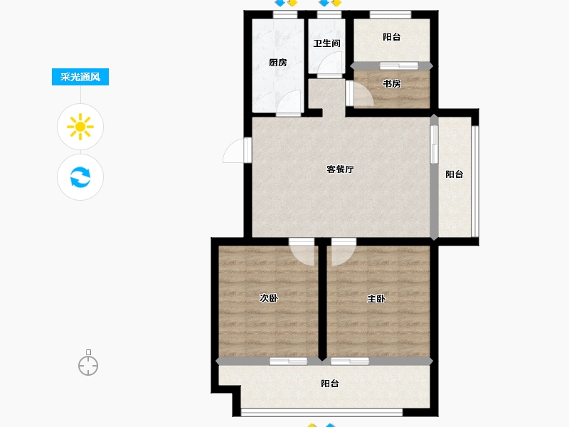 山东省-青岛市-星海府-74.21-户型库-采光通风