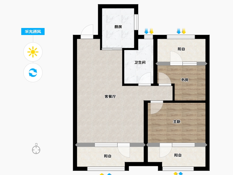 山东省-青岛市-星海府-65.59-户型库-采光通风