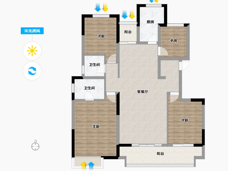 陕西省-西安市-华润置地未来城市-118.40-户型库-采光通风