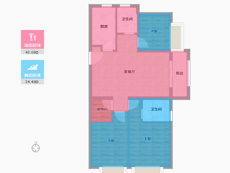 云南省-昆明市-大华公园天下-69.11-户型库-动静分区