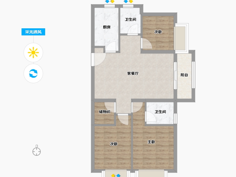 云南省-昆明市-大华公园天下-69.11-户型库-采光通风