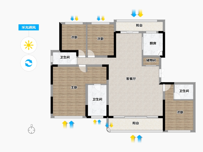 四川省-成都市-首开龙湖云著-148.30-户型库-采光通风