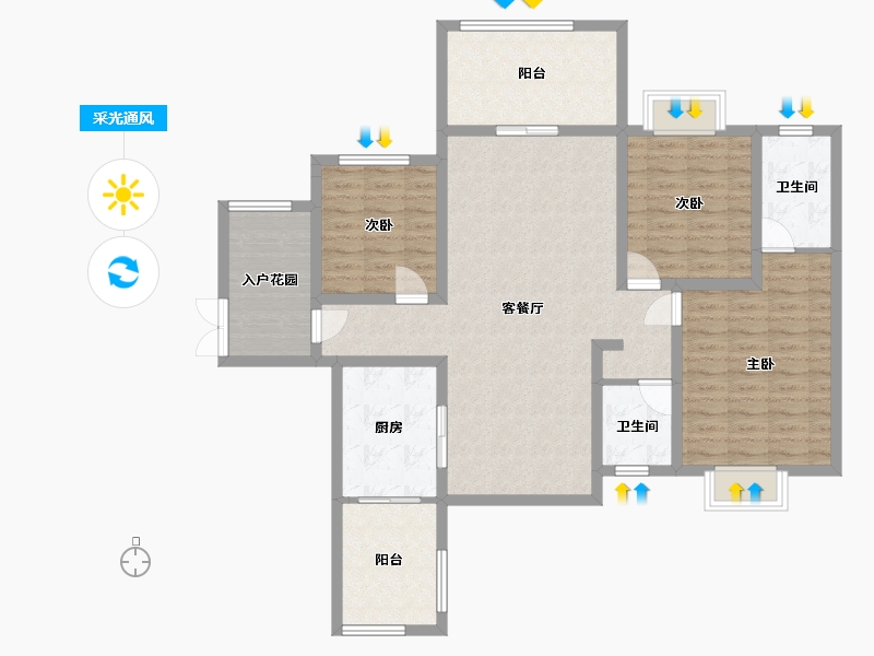 贵州省-安顺市-凯旋·公园里-115.00-户型库-采光通风