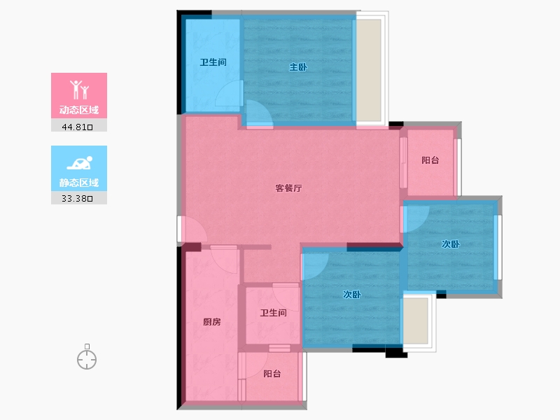 重庆-重庆市-蓝光申佳雍锦澜庭-68.93-户型库-动静分区