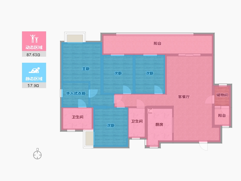 贵州省-毕节市-拓海山语城2期-134.56-户型库-动静分区