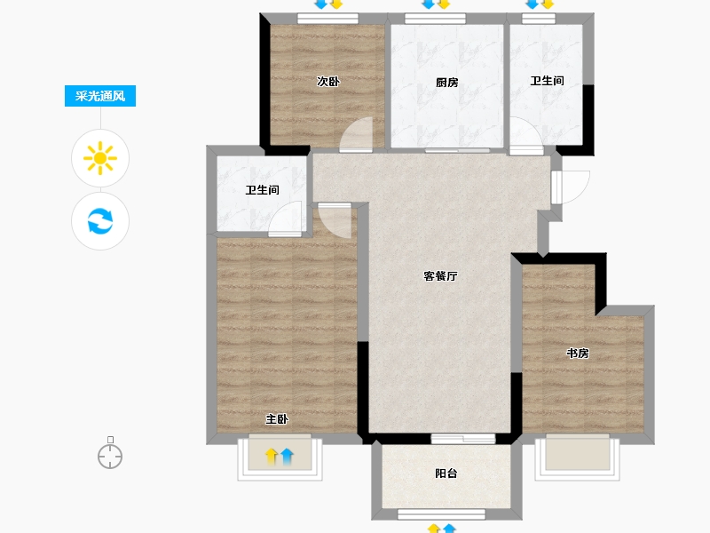 江苏省-徐州市-中钰翡翠天境-81.21-户型库-采光通风