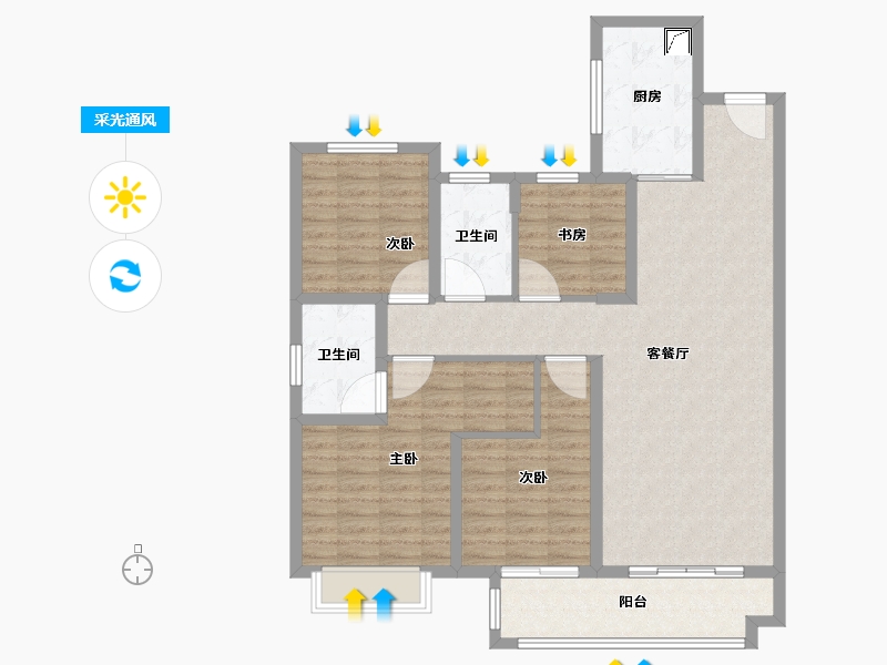 江苏省-宿迁市-新城·玺樾府-112.00-户型库-采光通风