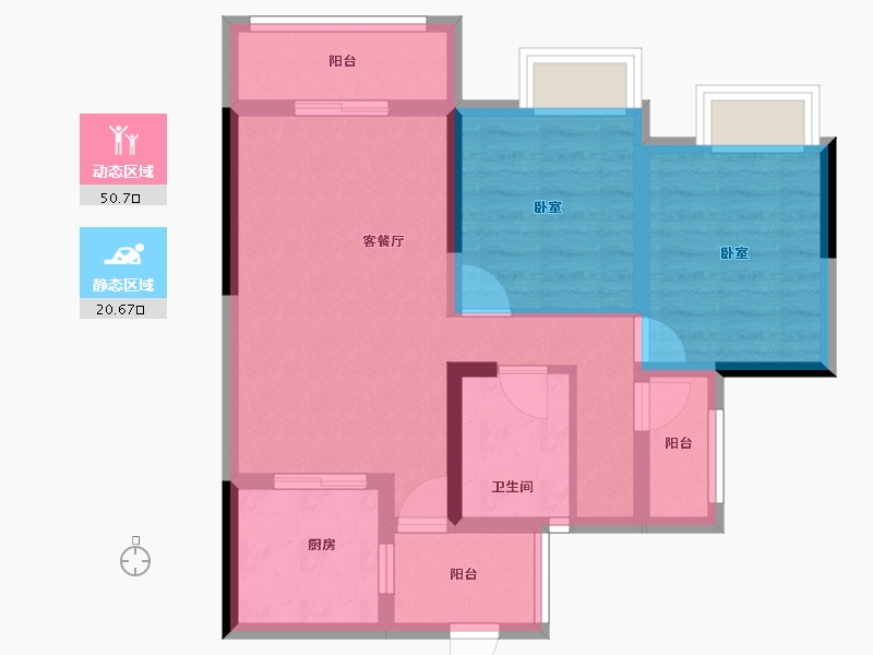 重庆-重庆市-滨江新时代-62.08-户型库-动静分区