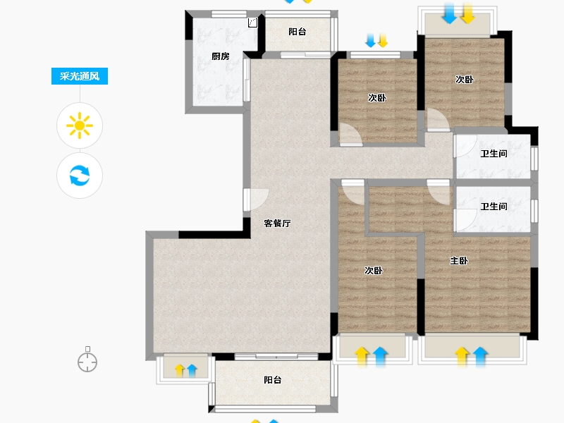 四川省-成都市-电建地产洺悦御府-99.00-户型库-采光通风